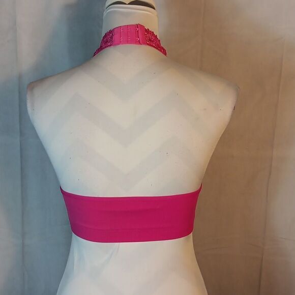 Chic Pink Crochet Halter Bralette - Picture 3 of 9